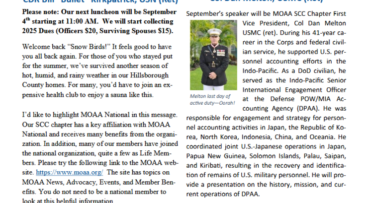 September 2024 SCCC MOAA Newsletter