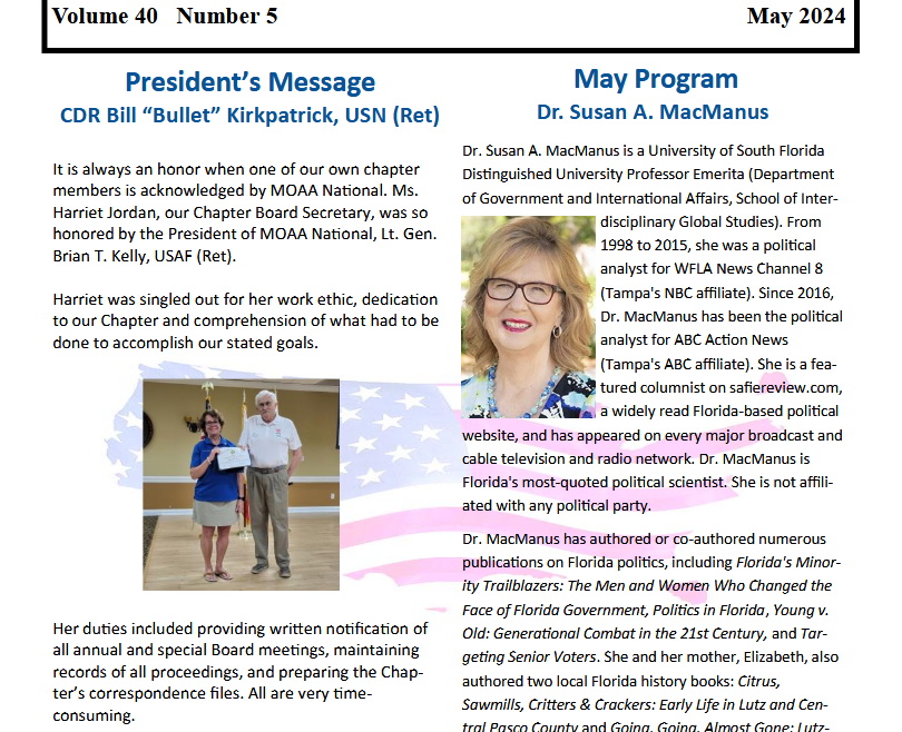 May 2024 SCCC MOAA Newsletter