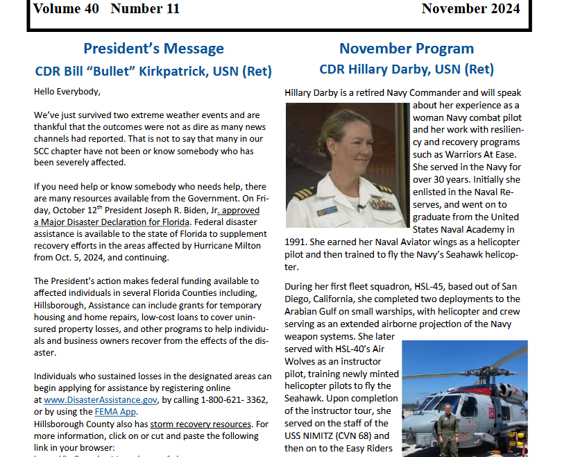 November 2024 SCCC MOAA Newsletter