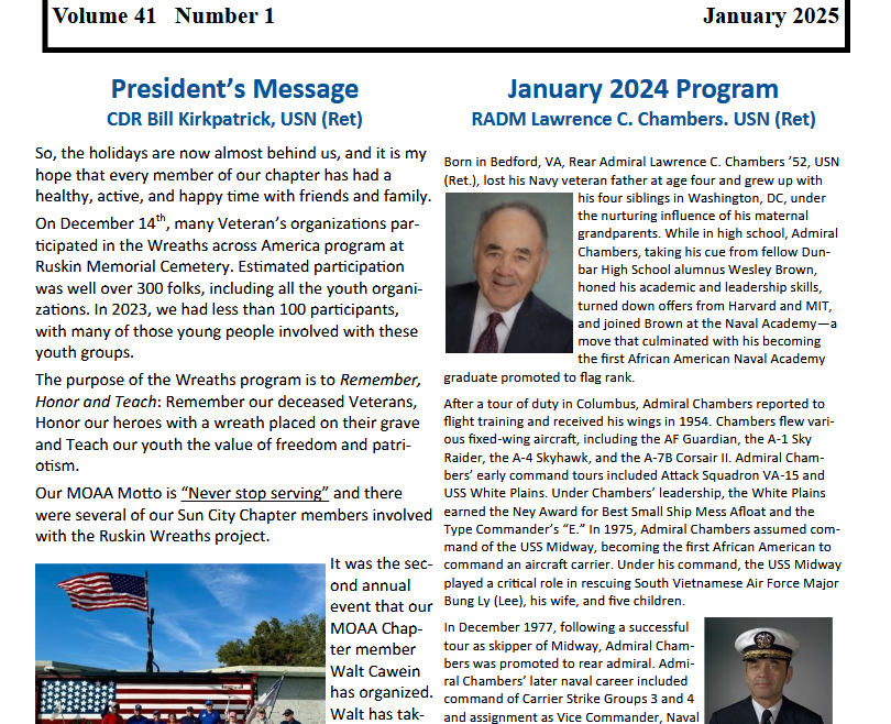 January 2025 SCCC MOAA Newsletter