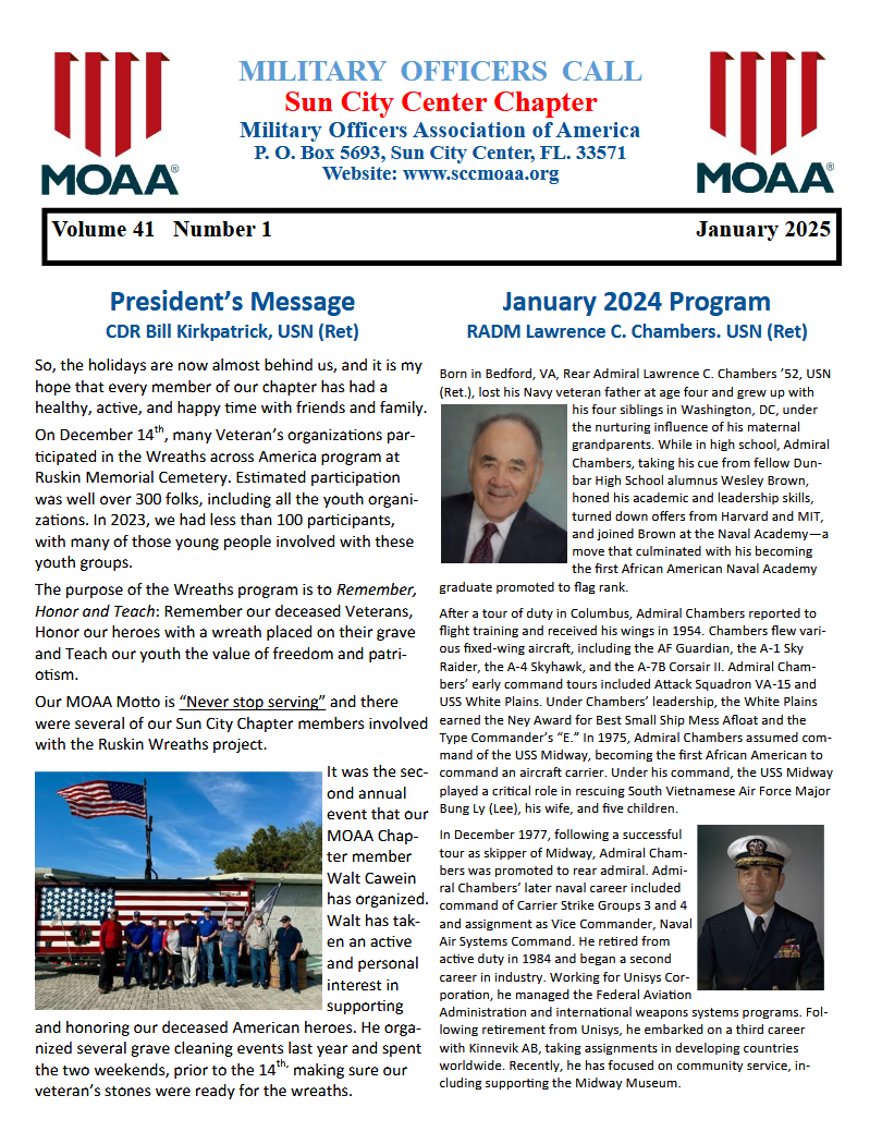 January 2025 SCCC MOAA Newsletter